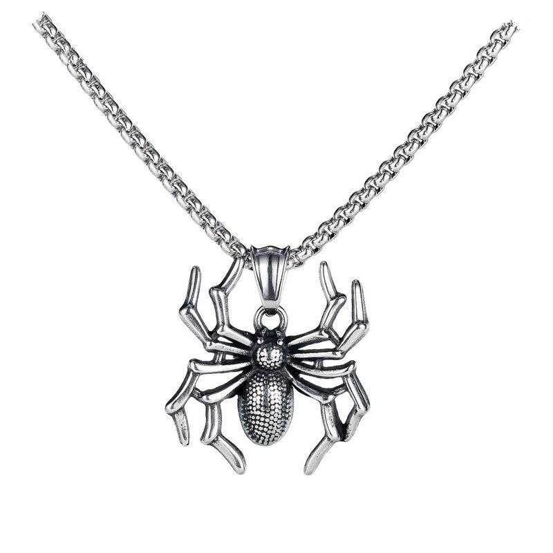 European Titanium Spider Pendant Punk Personality Insect Necklace Male Gb1832