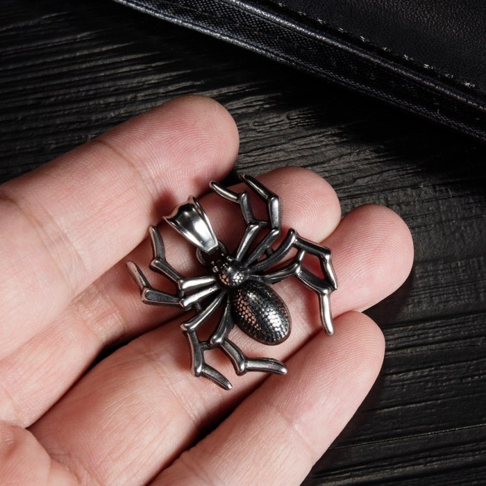 European Titanium Spider Pendant Punk Personality Insect Necklace Male Gb1832