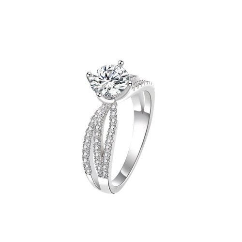 S925 Sterling Silver Bracelet Moissan Diamond Ring Female Classic Simple Temperament Ring Ring MlK927