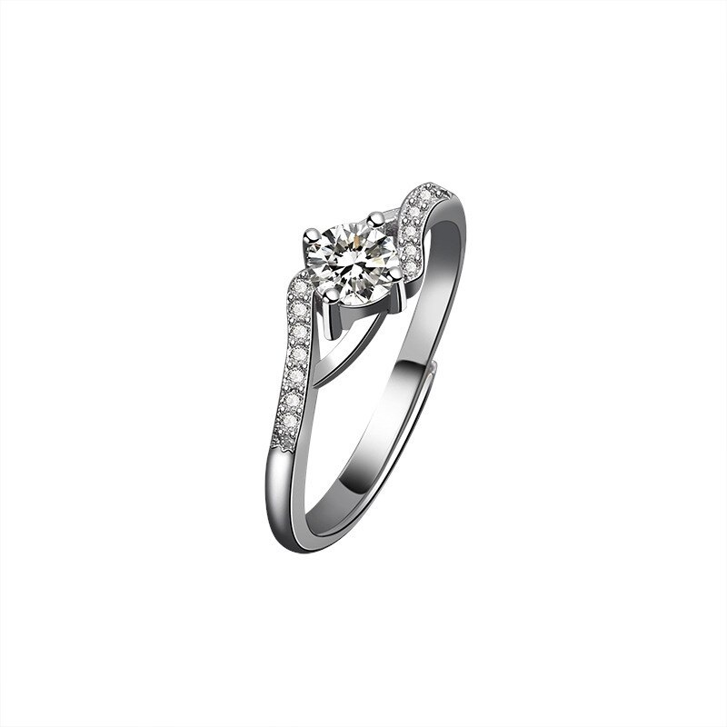 Moissan Diamond Ring 925 Sterling Silver Engagement Site Temperament Simple Adjustment Ladies Single Ring MlK660