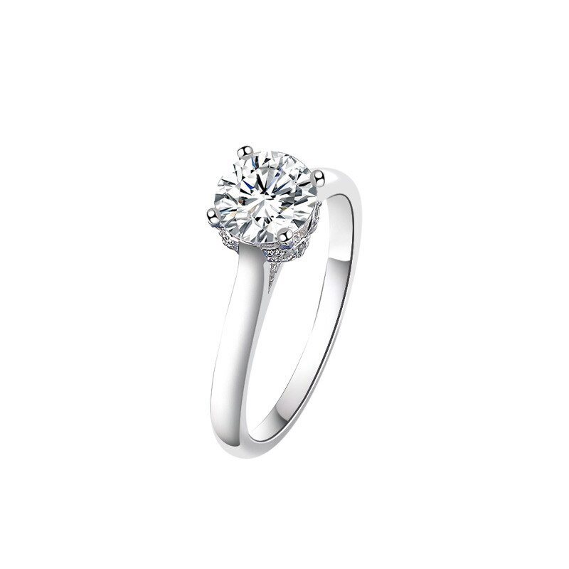 S925 Sterling Silver Mosang Stone Ring Women's Classic Simple and Exquisite Mosang Diamond Ring Mlk928