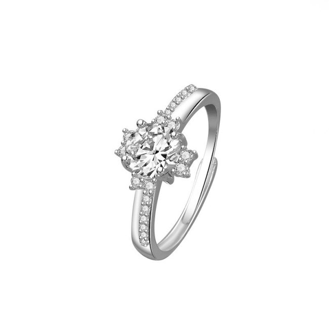 Diamond Ring Female Inlaid 925 Sterling Silver New Korean Version Design Fashionable Suitable for Wedding Single Ring MlK669
