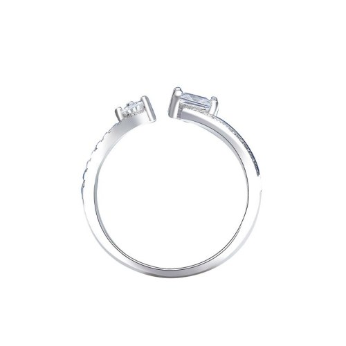 S925 Sterling Silver Drop Ring Female Geometric Square Zircon Open Ring Jewelry MlK890
