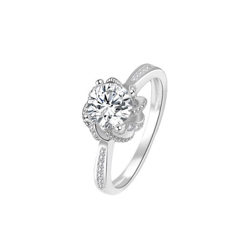 S925 Pure Silver Exquisite Korean Zircon Ring Women's Fashion Mosangshi Diamond Ring Mlk921