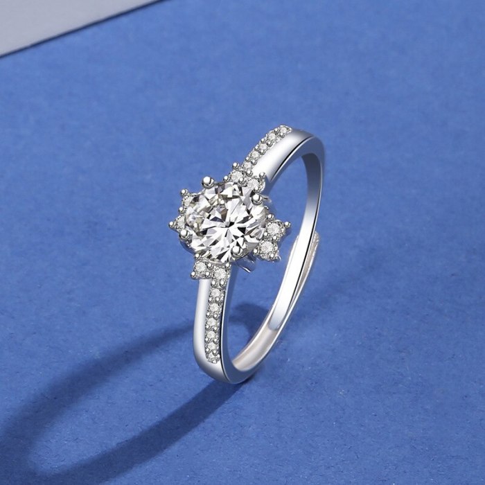 Diamond Ring Female Inlaid 925 Sterling Silver New Korean Version Design Fashionable Suitable for Wedding Single Ring MlK669