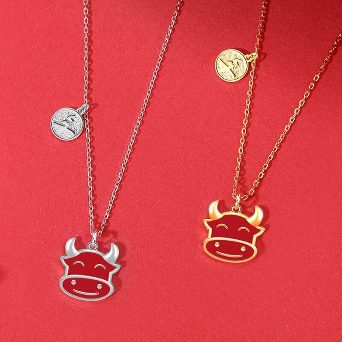 Cow Necklace Girl Gift 925 Sterling Silver Red Fashion Trendy Couple New Style Clavicle Chain MlYA0110