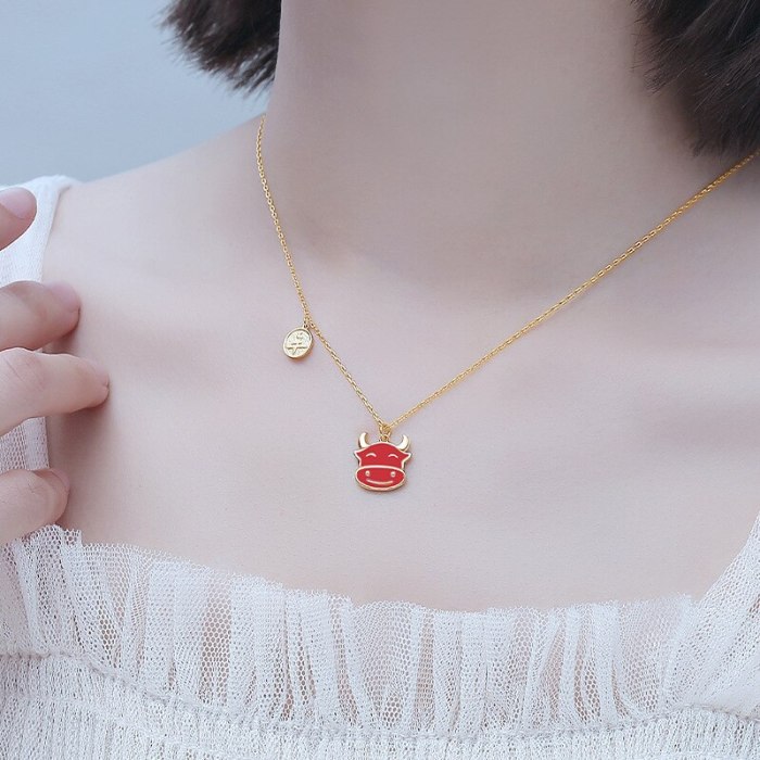 Cow Necklace Girl Gift 925 Sterling Silver Red Fashion Trendy Couple New Style Clavicle Chain MlYA0110