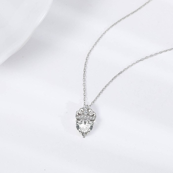 S925 Sterling Silver Zircon Geometric Necklace Pendant Jewelry Female Wholesale MlYA0097