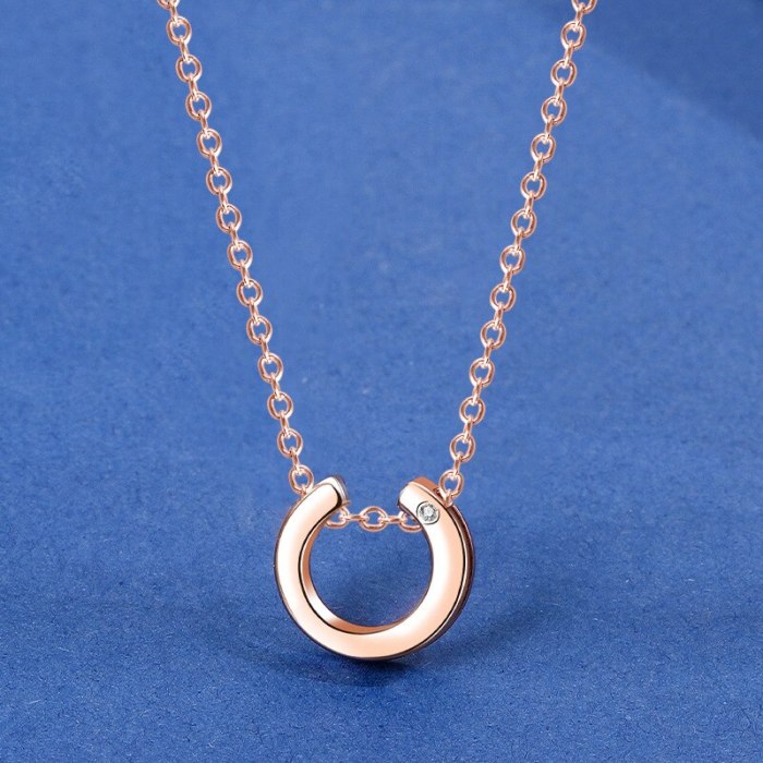 S925 Sterling Silver Necklace Female Geometric Circular Hollow Pendant Korean Exquisite DIA Clavicle Chain Pendant MlA1958