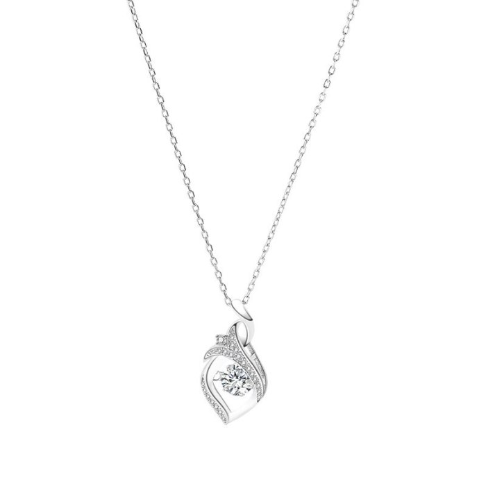 S925 Pure Silver Hollow Water Drop Pendant Women's Heart-tinged Necklace Collar Collar Jewelry Wholesale Mra2060