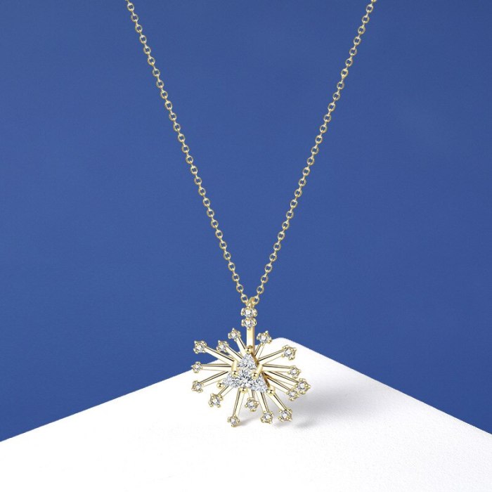 S925 Sterling Silver Necklace Temperament Snowflake Necklace Female Clavicle Chain Versatile Korean Fashion Pendant Mla2158