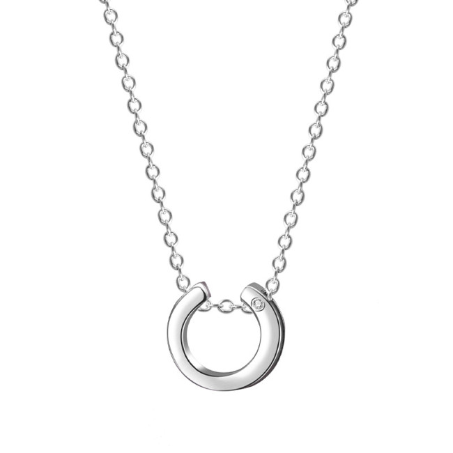 S925 Sterling Silver Necklace Female Geometric Circular Hollow Pendant Korean Exquisite DIA Clavicle Chain Pendant MlA1958
