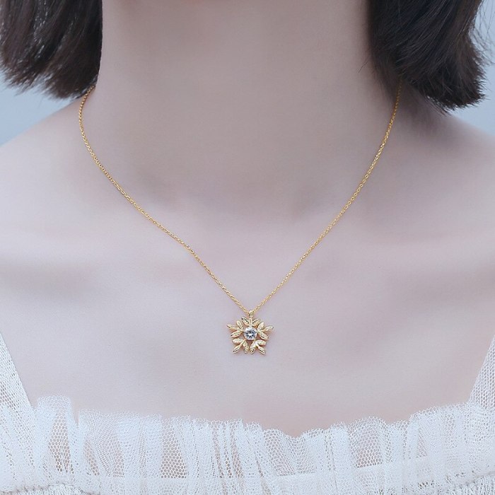 S925 Sterling Silver Jewelry Micro Inlaid Zircon Necklace Female Mori Flower Clavicle Chain Pendant MlA2147