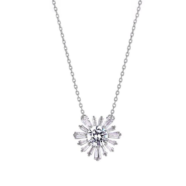 S925 Sterling Silver Korean Zircon Snowflake Necklace with Diamond for Women's Exquisite Clavicle Chain Pendant Mla2157