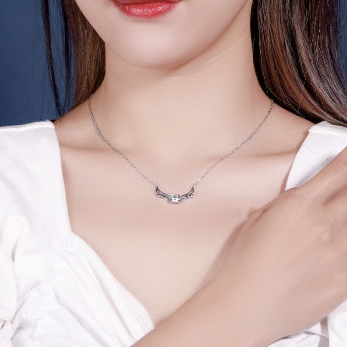 S925 Pure Silver All The Way There Is Your Zircon Necklace Korean Version of Small Fresh Antlers Item MlA2030