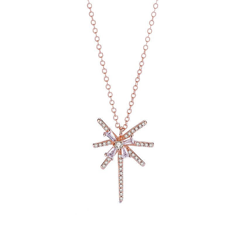 Korean Creative Pendant S925 Sterling Silver Jewelry Classic Fashion Zircon Necklace Female Clavicle Chain Pendant Mla1644