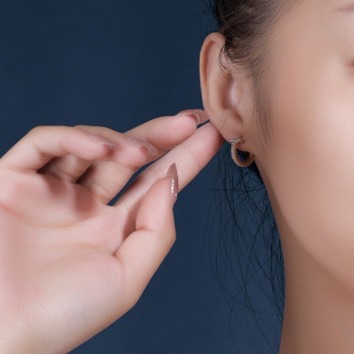 S925 Silver Earrings Female Korean Fashion Earrings Micro Inlaid Zircon Creative Ear Buckle Wholesale MlE2162