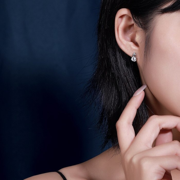 S925 Pure Silver Zircon Swan Earrings Women's Fashion Korean Simple Stud Earrings Mle2205