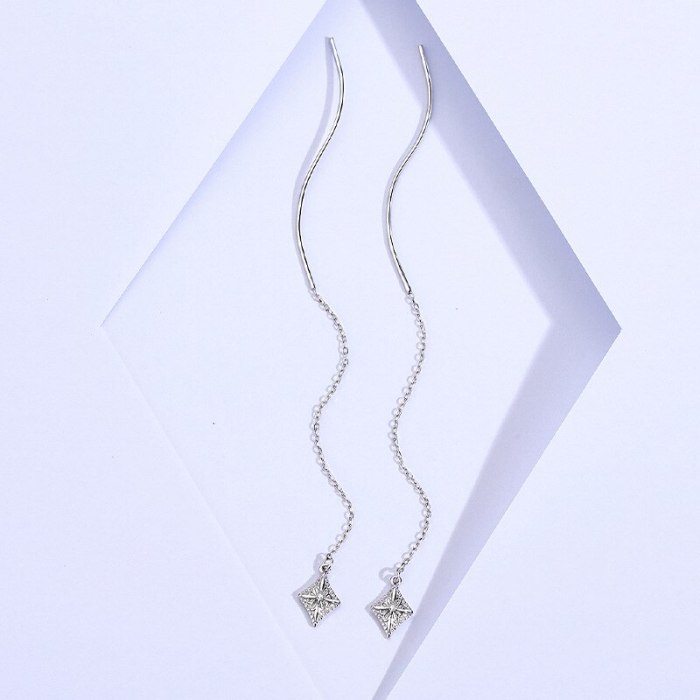 S925 Pure Silver Flower Ear Line Korean Version Long Ear Line Female Earrings Jewelry Mle2200