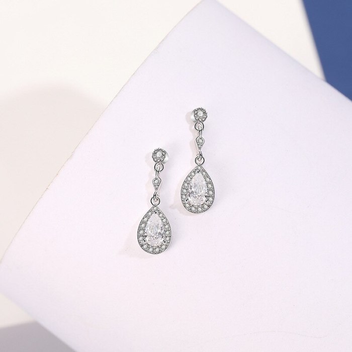 S925 Sterling Silver Stud Earrings Female Korean Fashion Creative Diamond Zircon Drop Earrings MlE2107