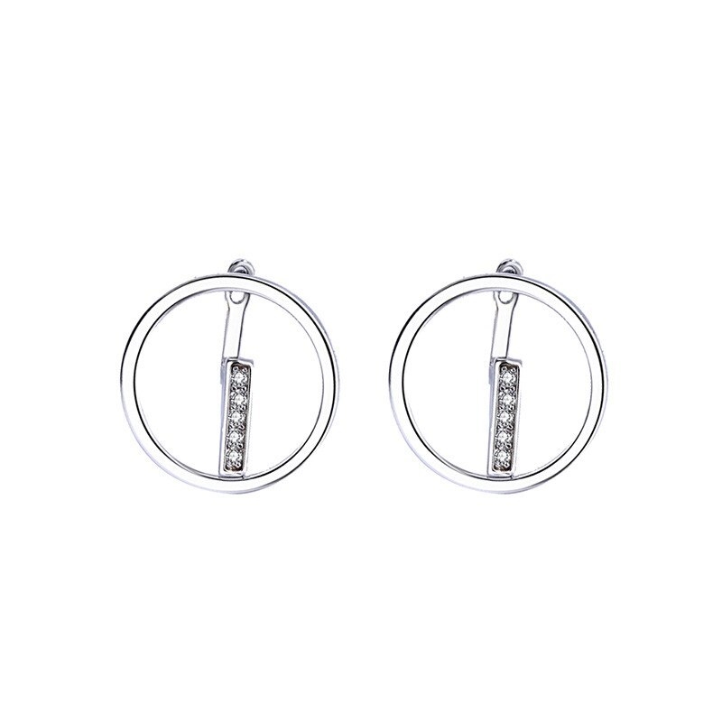 Korean Earrings S925 Silver Earrings Micro Inlaid with Zircon Round Stud Earrings Mle2199