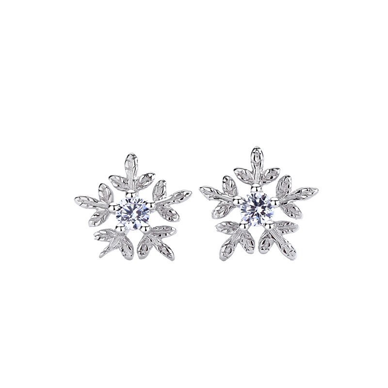 S925 Pure Silver Jewelry Snowflake Studs Female Temperament Korean Version Earrings New Accessories MlF237