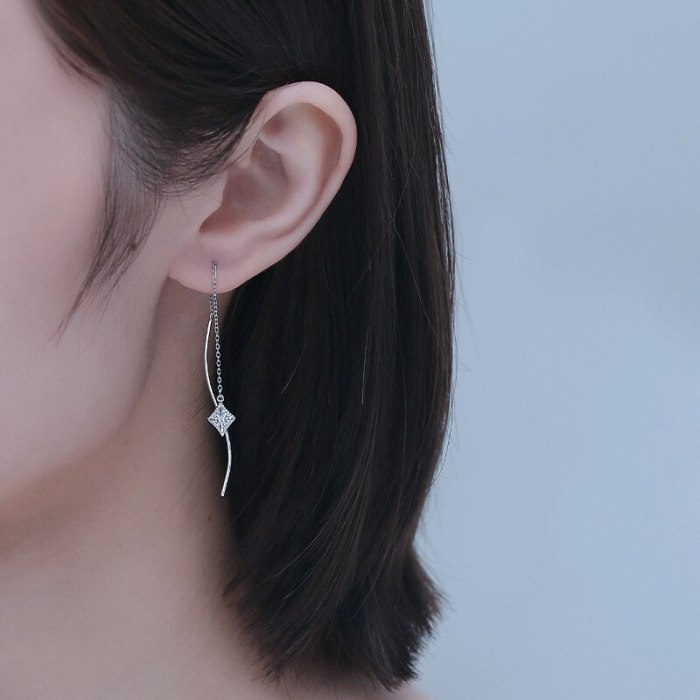 S925 Pure Silver Flower Ear Line Korean Version Long Ear Line Female Earrings Jewelry Mle2200