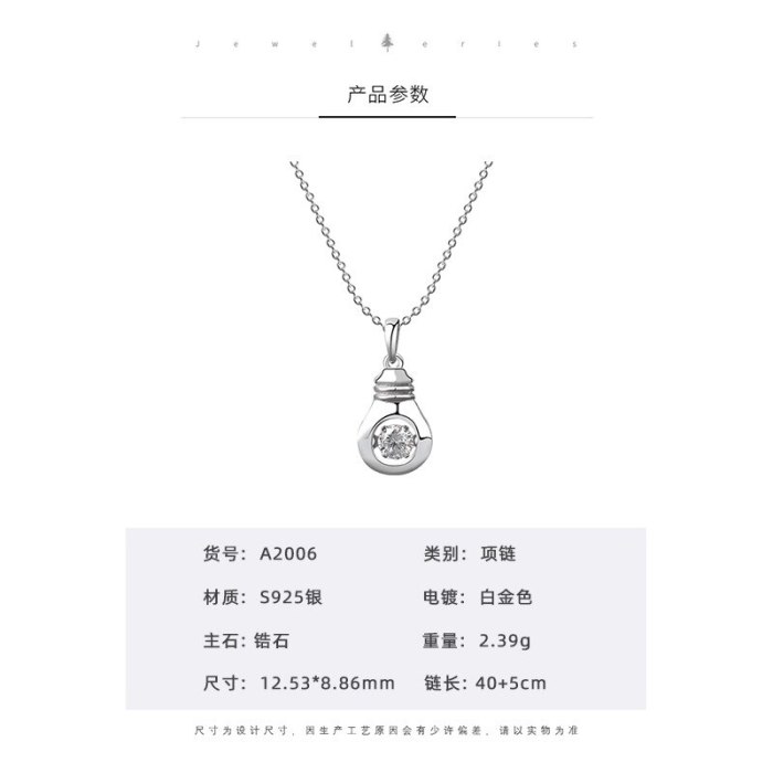 S925 Sterling Silver Ins Fashion Korean Jewelry, Diamond, Geometric Shape, Zircon Necklace, Set Wholesale MlA2006