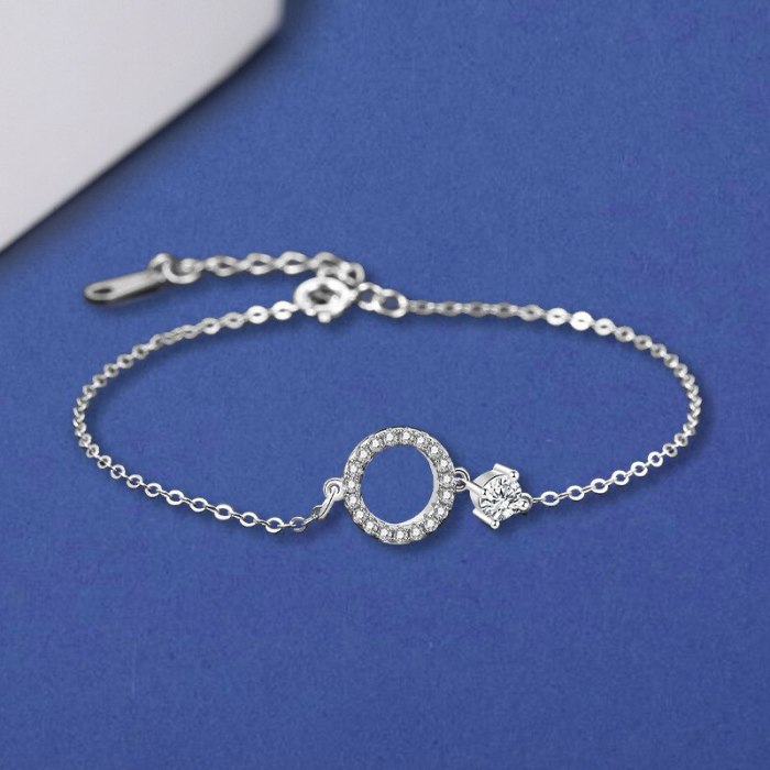 S925 Sterling Silver Jewelry Simple Forest Design Round Sparkling Diamond Hollow Bracelet Micro-inlaid Zircon Bracelet MlL545