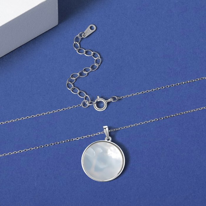 S925 Sterling Silver White Shell Round Brand Necklaces Women's Creative Small Waist Necklaces Clavicle Chain Wholesale Mlya0101