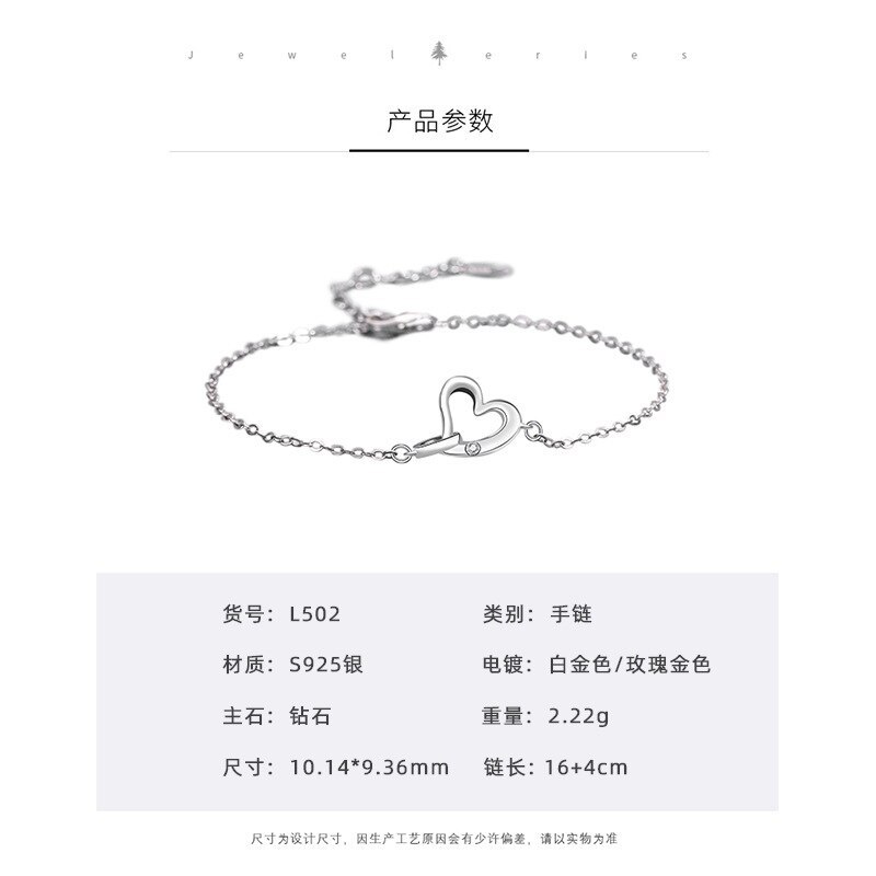 S925 Pure Silver Korean Version Love Bracelet Female Diamond-encrusted Ring Wrist Ornament Wholesale MlL502