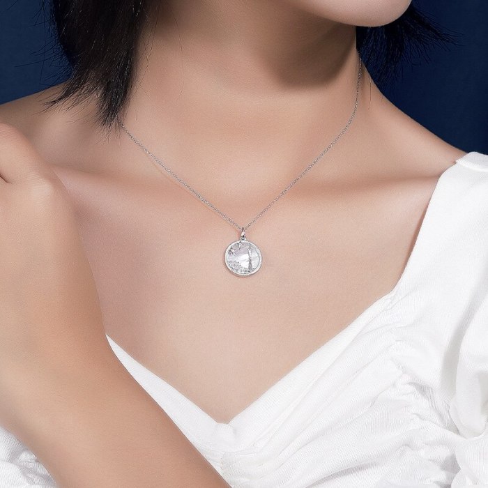 S925 Sterling Silver White Shell Round Brand Necklaces Women's Creative Small Waist Necklaces Clavicle Chain Wholesale Mlya0101