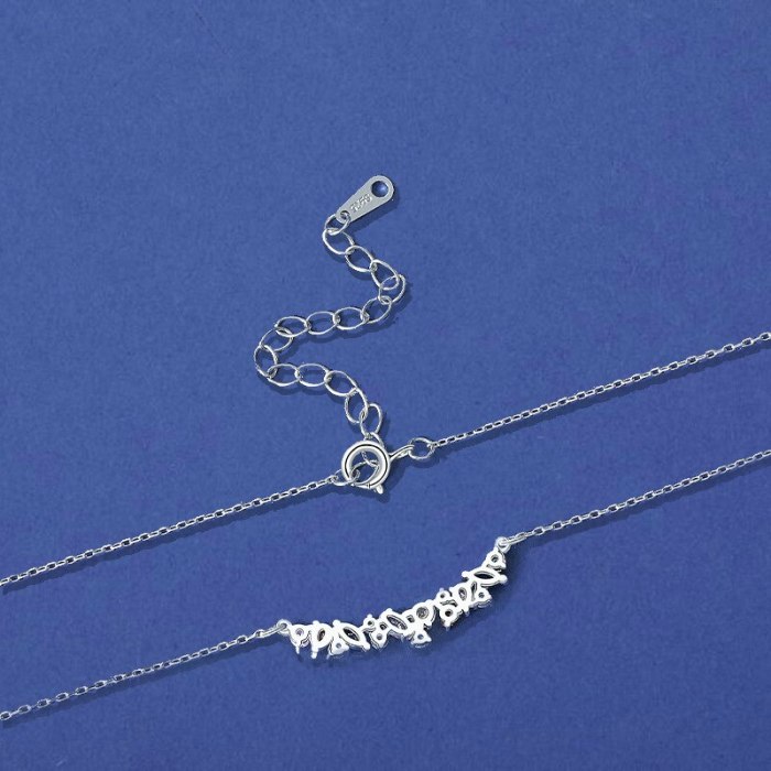 S925 Silver Color Stone Necklace Women Fashion All-match Candy Color Zircon Clavicle Chain Pendant MlA2063