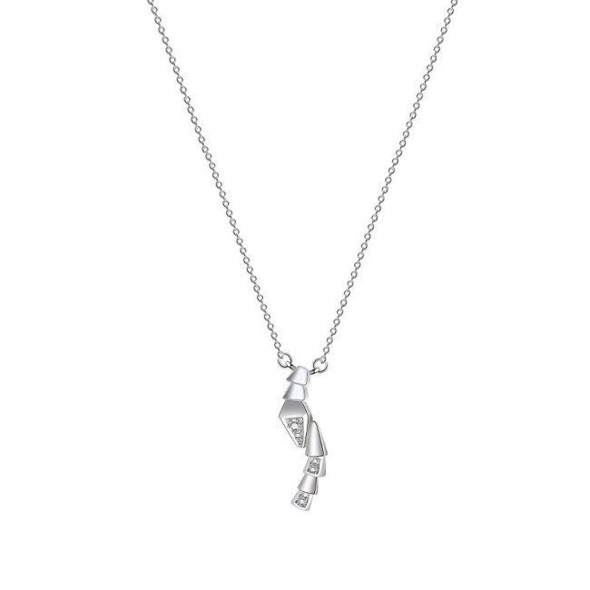 S925 Sterling Silver Triangle Geometric Necklace Female Cross Chain Pendant Clavicle Chain MlA2056