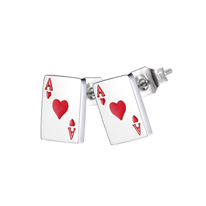 Japan and South Korea Creative Design Playing Cards Earrings Fashion Wild Letters Stainless Steel Earrings Gb647