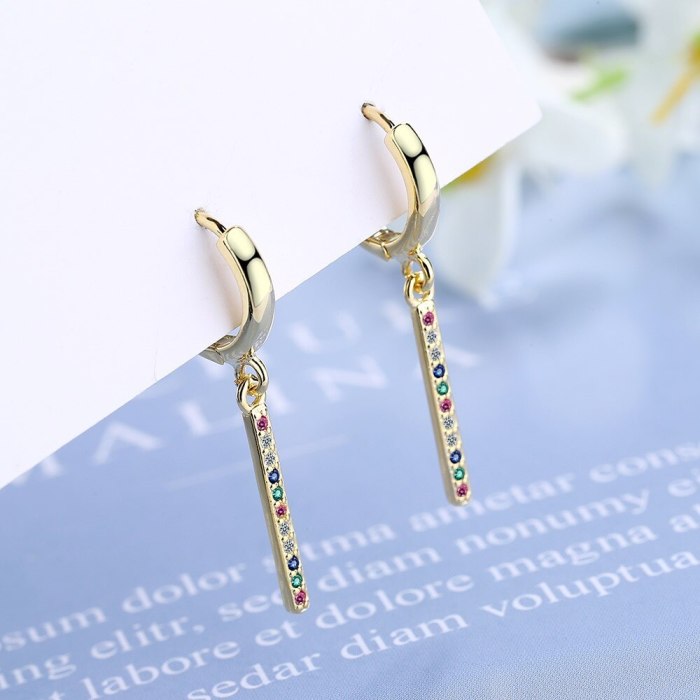 Korean Style Earrings Simple Personality Long Geometric Zirconium Diamond Earrings Female Temperament Tassel Earrings XzEH601