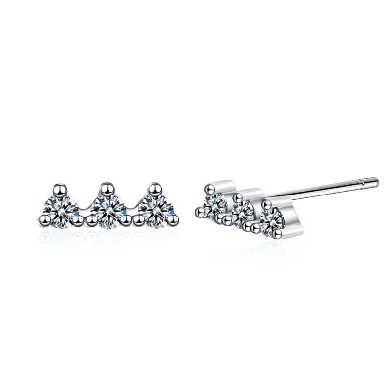 Korean Version Row Drill Earrings Blue Pine Zirconium Temperament Simple Women's Small Ear Jewelry Xzed907