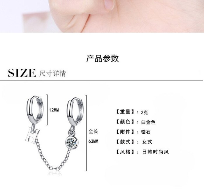 Double Pierced Earrings with Zirconium Earrings New Fashion Trendy Earrings Korean Temperament Earrings Female XzEH602