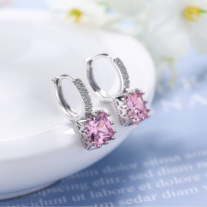 Korean Style Small and Fresh Cubic Zircon Earrings with Simple and Sweet Full Diamond Earrings XzEH612