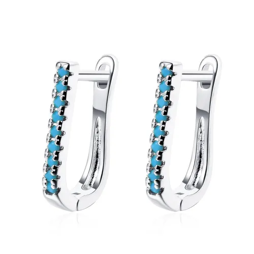 Ear Buckle Female Korean Version Fashion Geometric Oval Set Blue Pine Zircon Simple Temperament Geometry Ear Jewelry XzEH609