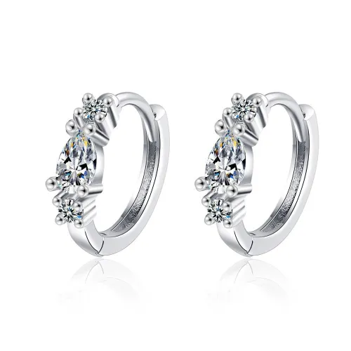Lan Song Zircon Ear Buckle Korean Small Fresh Diamond Round Ear Buckle Temperament Literary Small Ear Ring Ear Jewelry XzEH608