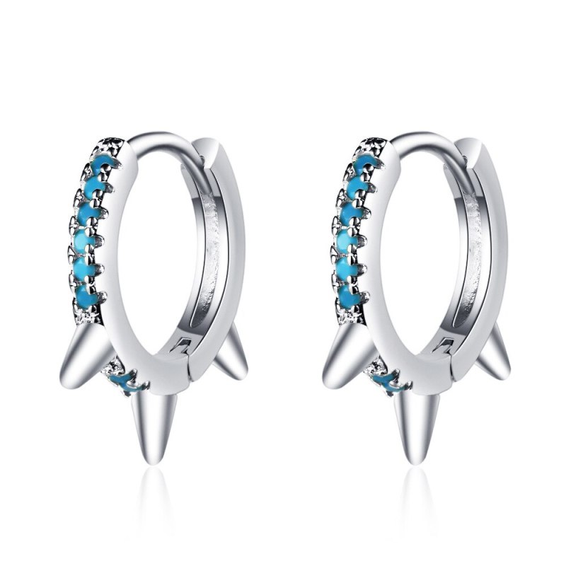 Light Luxury Single Row Diamond Earrings, Personalized Fashion, Blue Pine Zircon Earrings, Conical Earrings, Female Xzh607