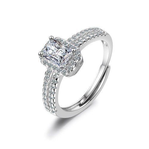 Korean Version of The Fashion Simple Ring Princess Square Diamond Woman Wedding Ring XzJZ352