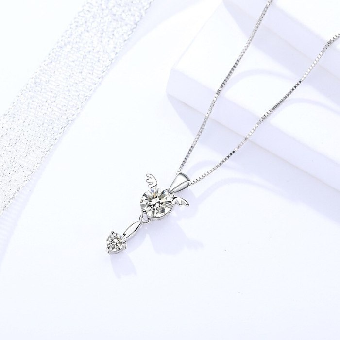 S925 Sterling Silver Angel Wing Necklace Female Exquisite Wings Zircon Pendant Wholesale Mla445