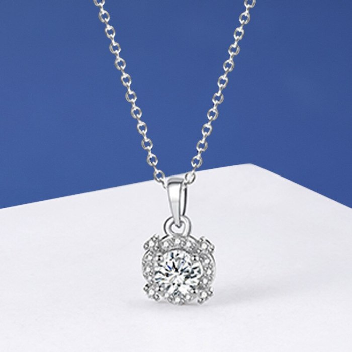 New Accessories S925 Sterling Silver Korean Version Full Diamond Round Zircon Necklace Short Clavicle Chain Jewelry MlA1817