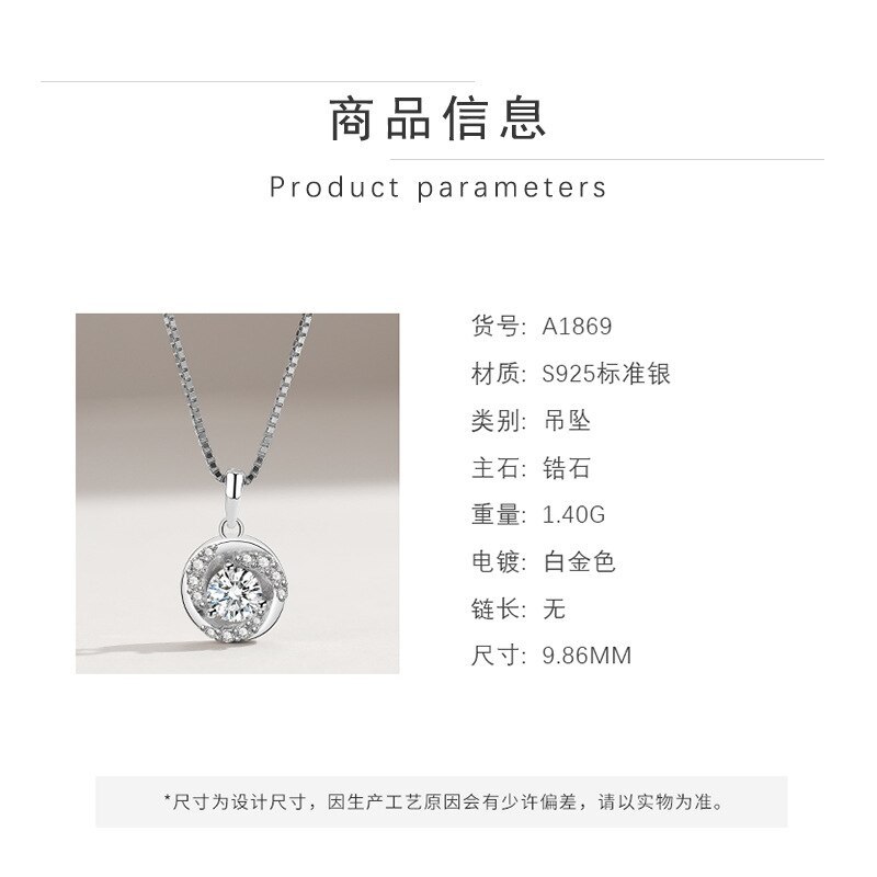 S925 Sterling Silver Rose Necklace Pendant Women's Ins Korean-Style Zircon Diamond Set Clavicle Chain Pendant Mla1869