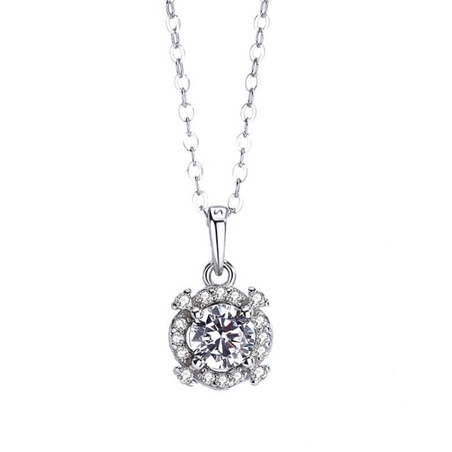 New Accessories S925 Sterling Silver Korean Version Full Diamond Round Zircon Necklace Short Clavicle Chain Jewelry MlA1817