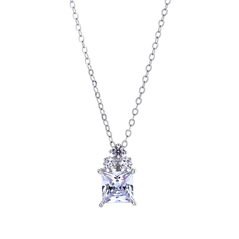 Korean  S925 Pure Silver Jewelry Classic Zircon Pendant Simple Short Micro-set Diamond Collarbone Chain Women's Necklace MlA1811