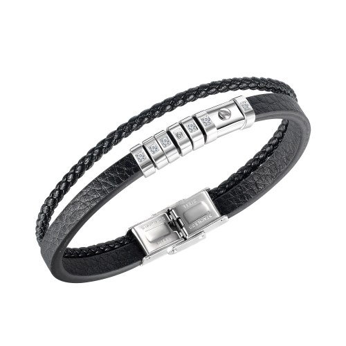 New Jewelry Wholesale Europe and America Simple Multilayer Leather Bracelet Men's Diamond Leather Bracelet Accessories Gb1450