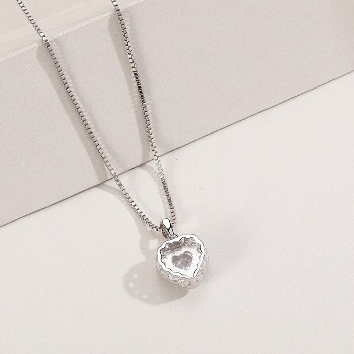 S925 Sterling Silver Lovely Pendant Female Ornament Fashion Korean-Style Heart-Shaped Zircon Small Ornament Pendant Mla1809